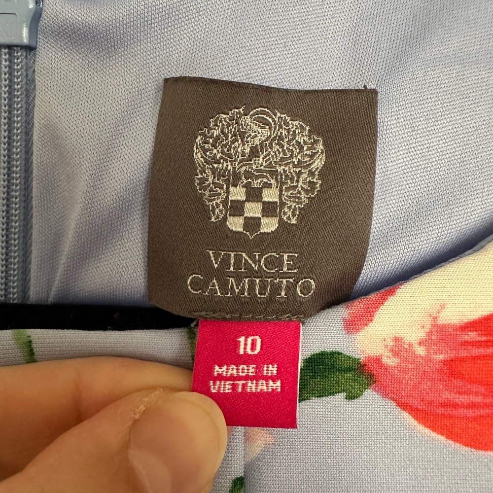 Vince Camuto Dress Floral  Print Scuba Fit Flare Dress in Blue Lyst - Picture 5 of 7